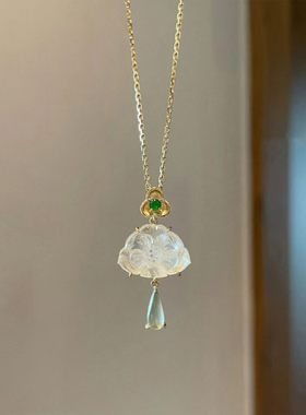 新中式冰透小莲蓬项链高颜值百搭ing风寓意好运和期待气质百搭项