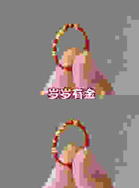 碎碎金红绳戒指本命年手手工编织