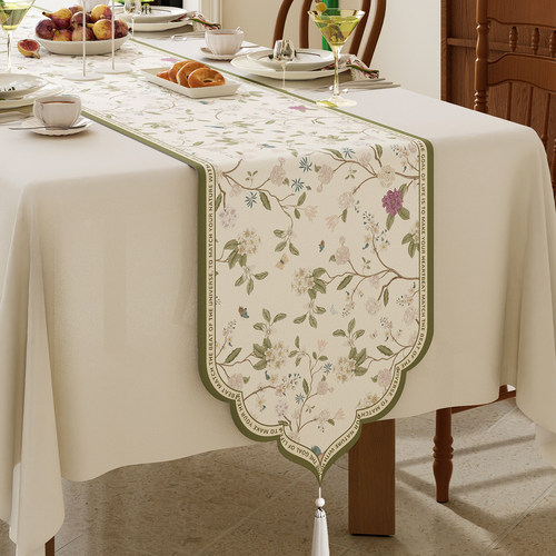 法式复古桌旗轻奢高端餐桌旗布茶台桌布布艺长条电视柜斗柜盖布 - 图1