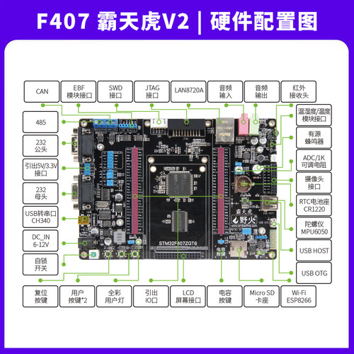 野火STM32开发板STM32F407开发板F407ZGT6单片机 ARM嵌入式开发板 - 图0