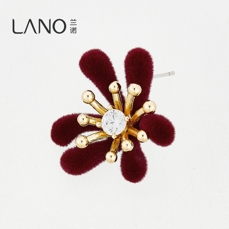 兰诺红色丝绒烟花耳钉女款轻奢高级感气质大气银针养耳洞新年耳饰,淘宝优惠券,粉丝福利购,淘宝优惠卷