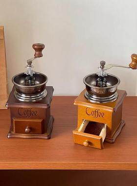 欧式手摇咖啡机摆件客厅桌面高级感茶台房间装饰品乔迁新居礼物小