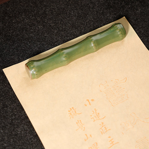 陶瓷竹节笔搁 可爱日式多功能笔架文房四宝摆件小镇尺镇纸压纸 - 图1