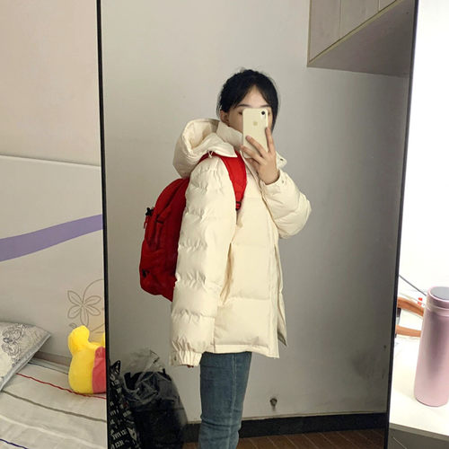 中戏短款连帽羽绒棉衣棉服女冬加厚2025新款韩版宽松小个子面包服 - 图3