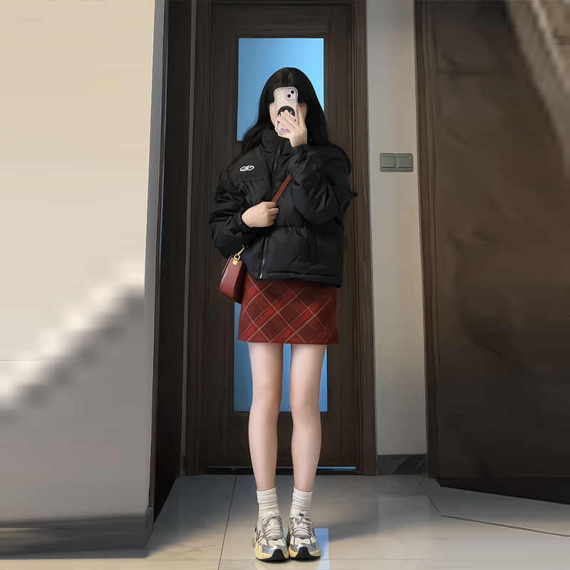 韩版小个子黑色立领刺绣羽绒服女2025冬季新款宽松短款白鸭绒外套,淘宝优惠券,粉丝福利购,淘宝优惠卷