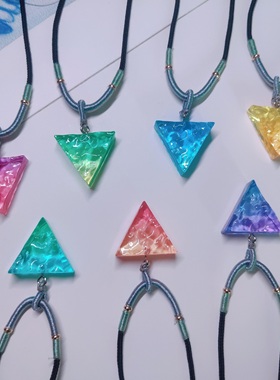 树脂情侣渐变水波纹海浪项链