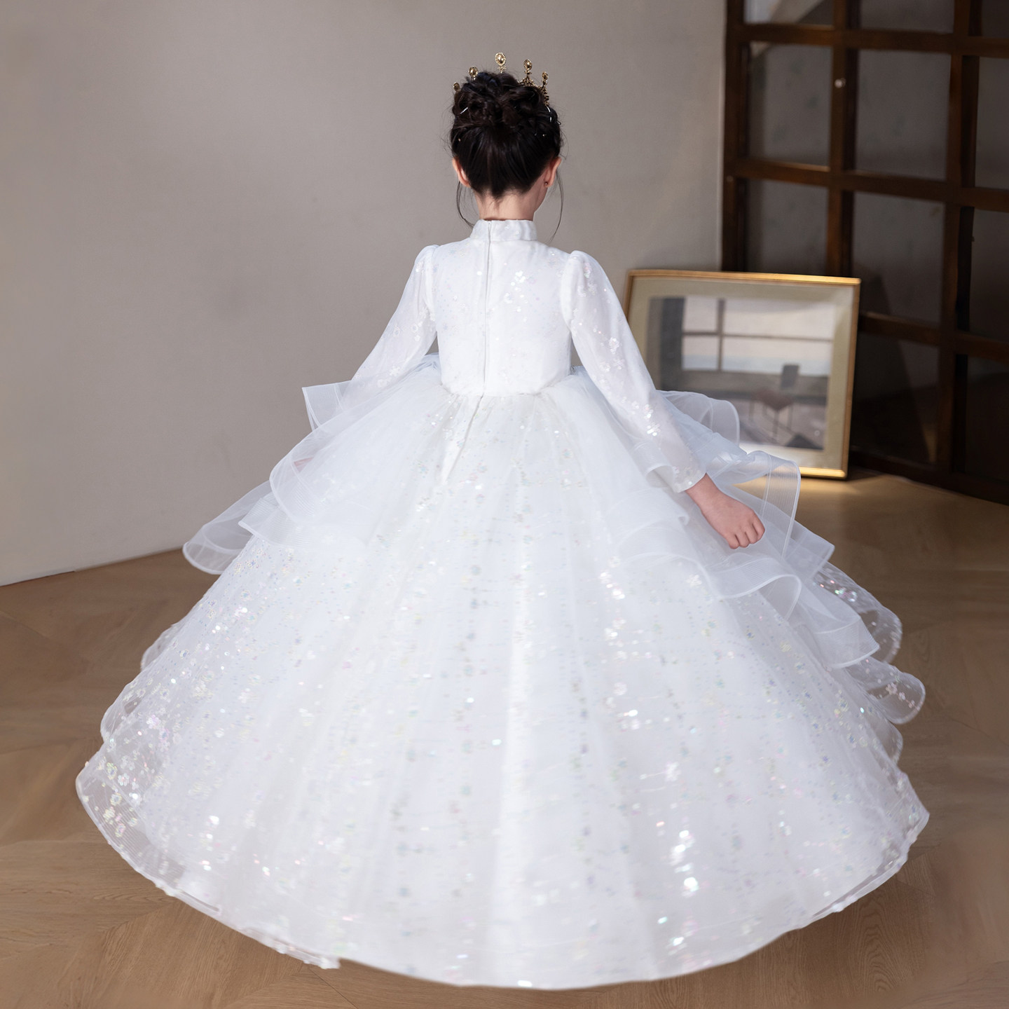 高端版白色女童礼服生日公主裙花童婚礼小女孩钢琴演奏儿童演出服,淘宝优惠券,粉丝福利购,淘宝优惠卷