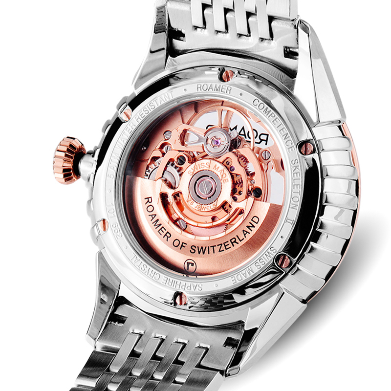 瑞士罗马表roamer自动机械表男表双镂空手表原装进口商务休闲手表