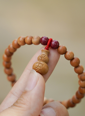 男女款天然桃木圆珠葫芦手链手串