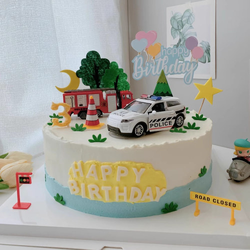 男女警察叔叔公安警车汽车男神生日蛋糕装饰摆件对讲机烘焙插件 - 图3