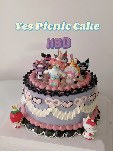 女孩生日蛋糕装饰美乐蒂兔子库洛米玉桂狗KT猫大耳狗公主烘焙摆件 - 图1