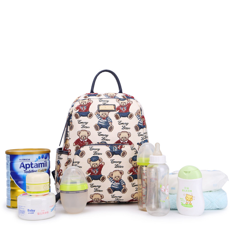 小熊依恋布艺女2019新款韩版双肩包 pjev双肩背包