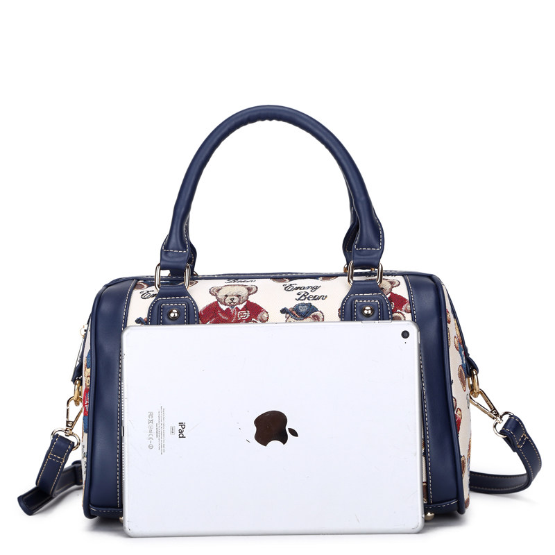 小熊依恋波士顿帆布新款时尚斜跨包 pjev女士包袋