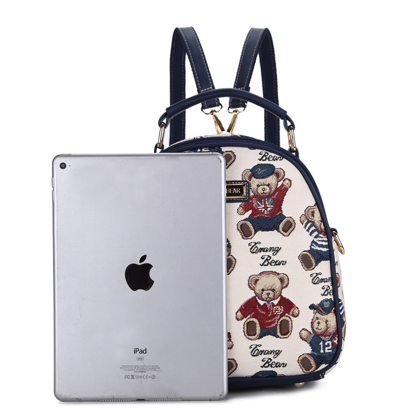 小熊依恋可爱单肩斜挎包女双肩包 pjev双肩背包