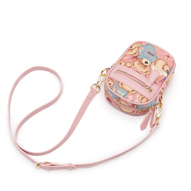 小熊依恋新款简约百搭手机包斜跨包 pjev女士包袋