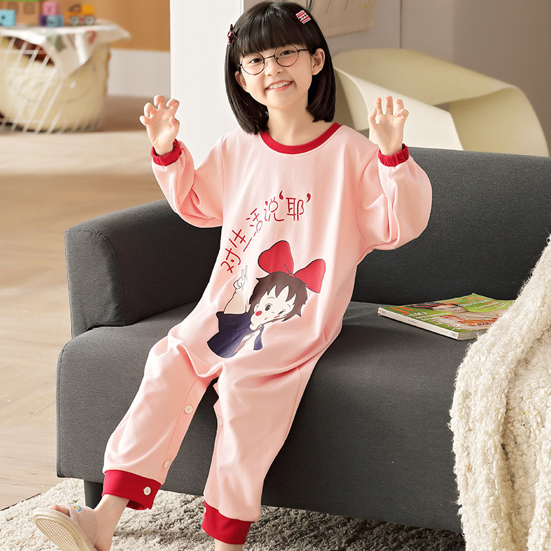 儿童睡裙女童春秋款纯棉防着凉衣 冉影睡衣/家居服套装