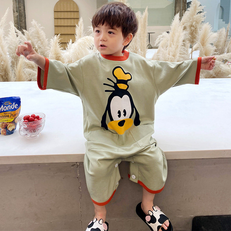 连体春秋纯棉长袖男孩中小童睡衣 冉影睡衣/家居服套装