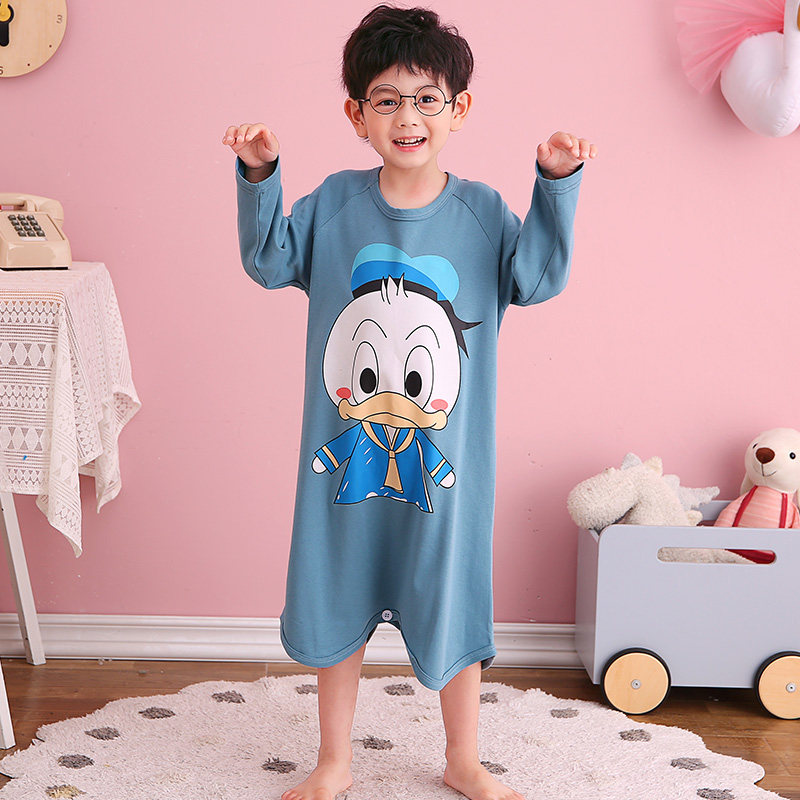 小学生连体男童春秋季纯棉长袖睡衣 冉影睡衣/家居服套装