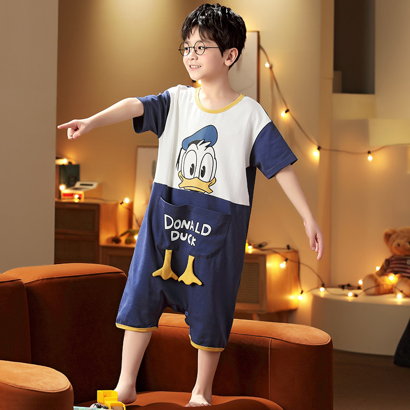 男童连体夏季短袖夏装网红哈衣睡衣 冉影睡衣/家居服套装