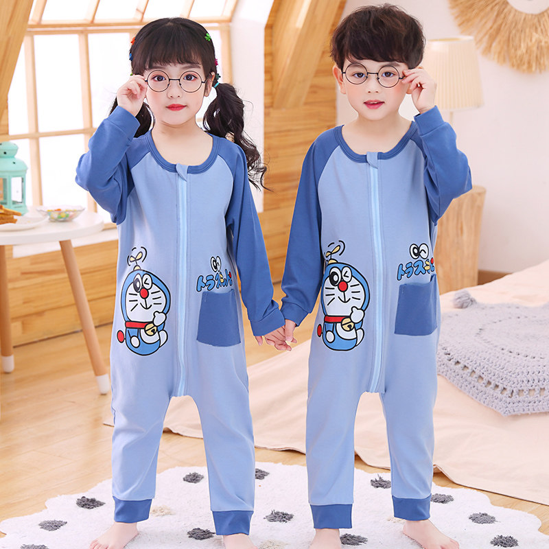 儿童连体春秋季纯棉中大童卡通睡衣 冉影睡衣/家居服套装