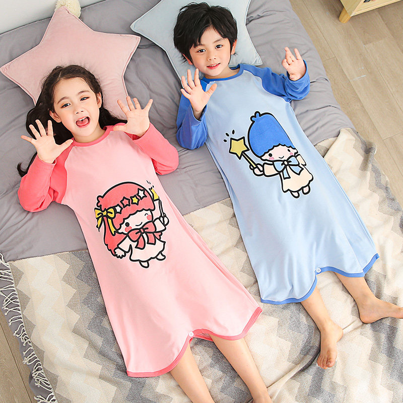 春季连体纯棉小女孩男小学生睡衣 冉影睡衣/家居服套装