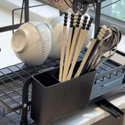 日式双层碗碟架自动排水沥水架厨房多层收纳架家用台面多功能碗架 - 图2