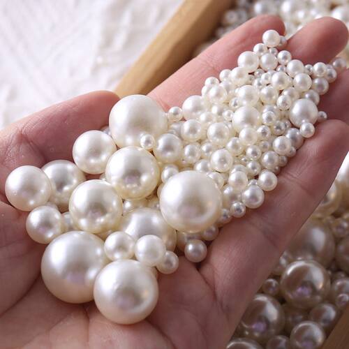 3-20mm无孔仿珍珠米白色ABS装饰服装辅料圆形散珠手工diy饰品配件 - 图0