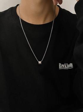 秋冬吊坠项链男士设计感潮流日常卫衣链美式简约小众百搭男生配饰