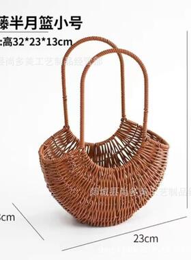 母亲节花篮藤编新款花盆野餐纯手工编织藤素手提田园创意藤编花艺