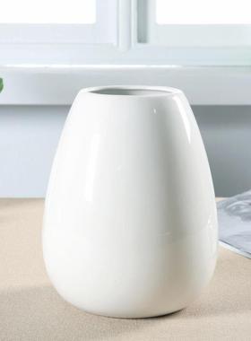 陶瓷花瓶摆件客厅插花办公室水培器皿大肚子陶罐北欧现代简约白色