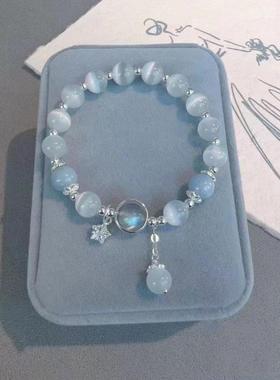 菩提手串冰透绕指柔渐变色粉色佛珠手链学生女男生盘玩圆珠送闺蜜