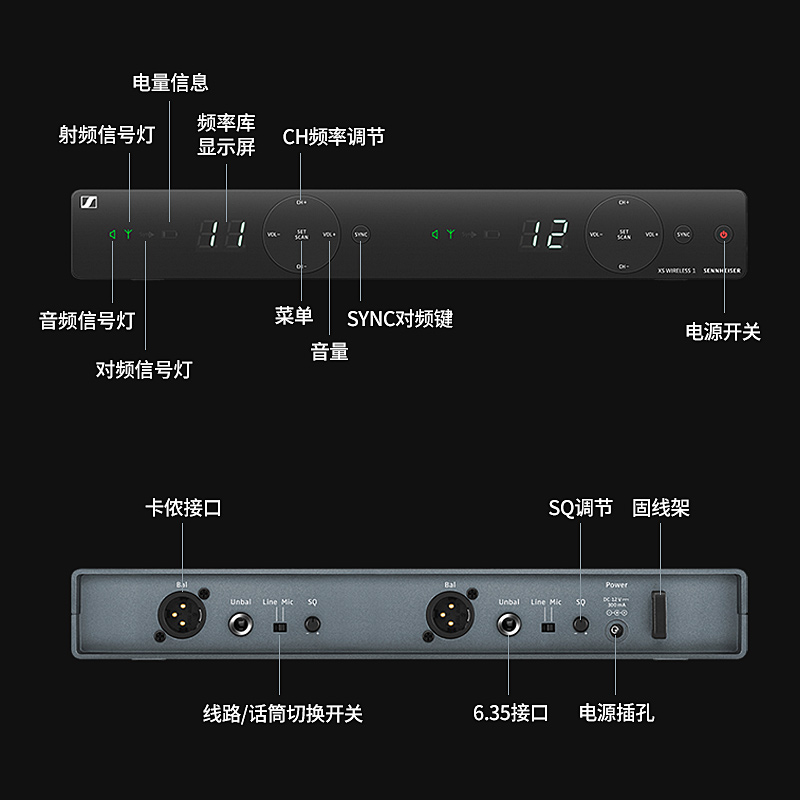 森海塞尔XSW1 825/835无线麦克风专业直播演出手持动圈话筒一拖二 - 图3