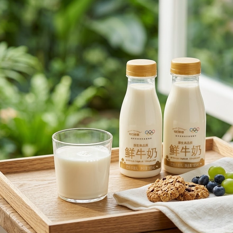 【百补】每日鲜语A2β酪蛋白鲜牛奶185ml*8瓶+全脂鲜奶185ml*2瓶