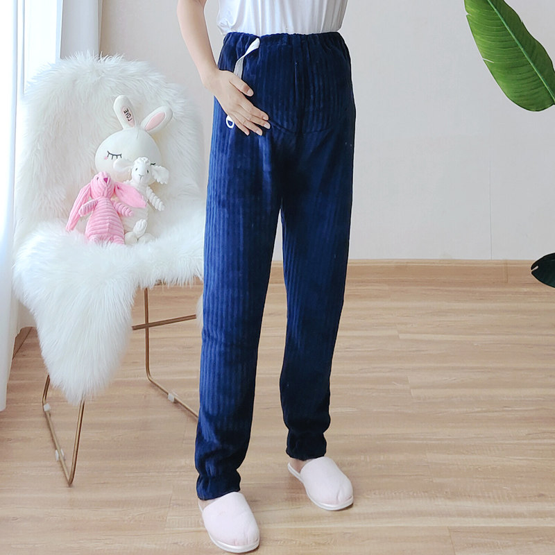 孕妇秋冬季珊瑚绒托腹裤怀孕期睡裤 恬诺琳孕妇直筒裤