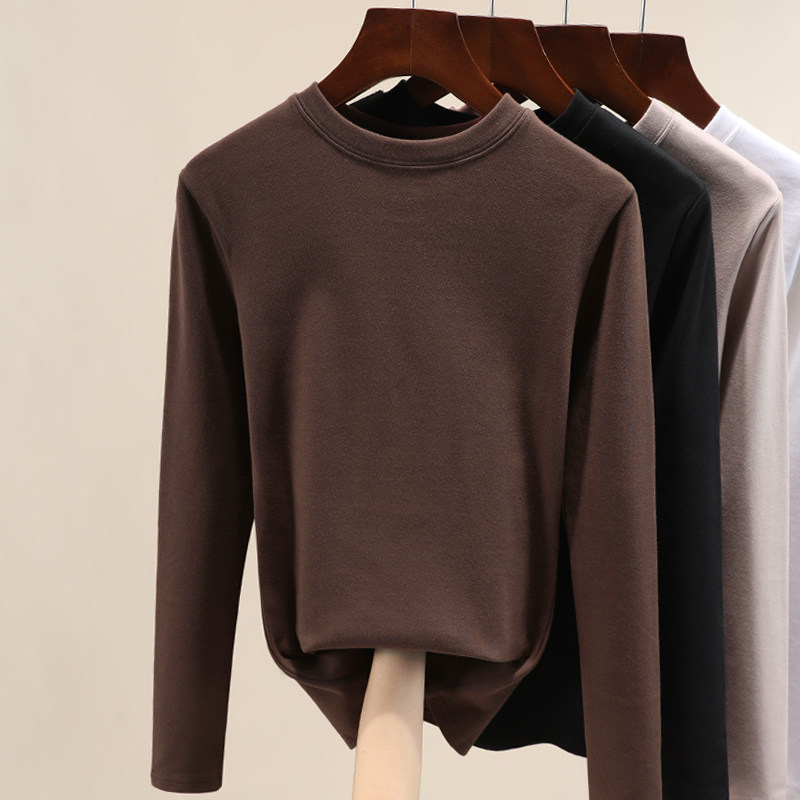 白色加厚打底衫女内搭秋冬新款纯棉 屮果T恤