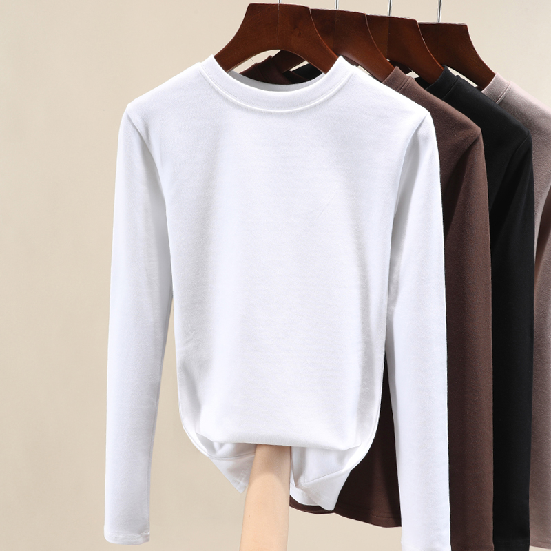 白色加厚打底衫女内搭秋冬新款纯棉 屮果T恤