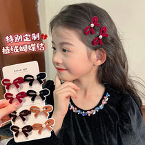 Childrens New Year velvet butterfly knot hair clip little girl princess head decorated with 2024 new girl card Baby card for clip