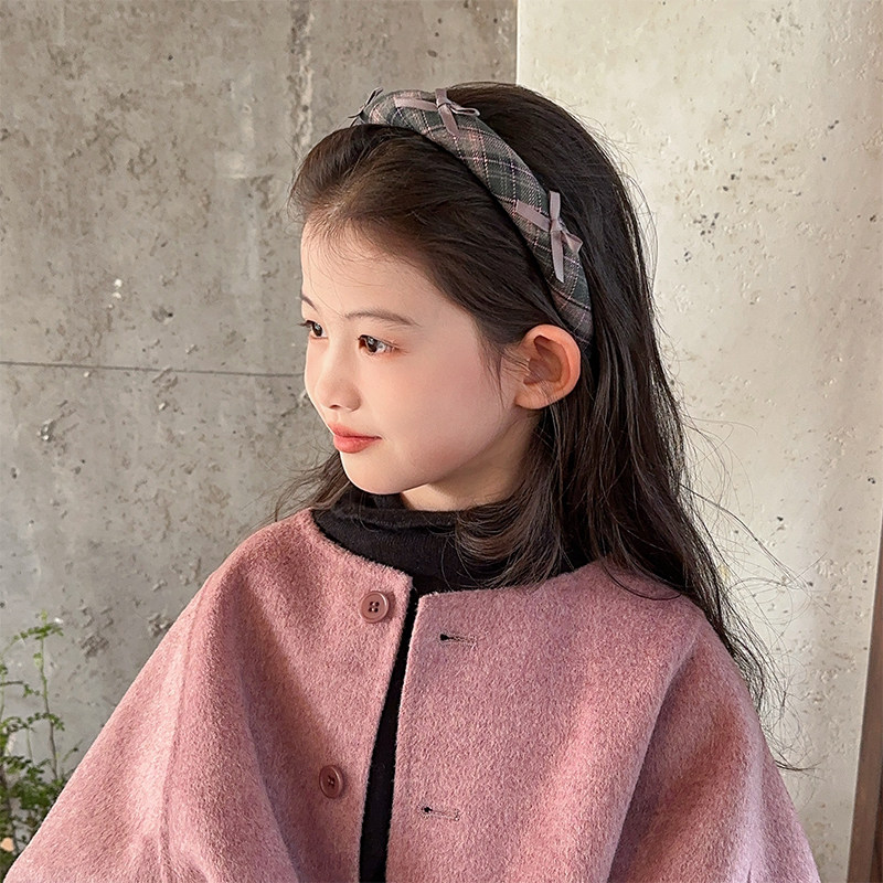 儿童学院风格纹蝴蝶结发箍2025新款宝宝复古束发发卡女孩压发头箍,淘宝优惠券,粉丝福利购,淘宝优惠卷