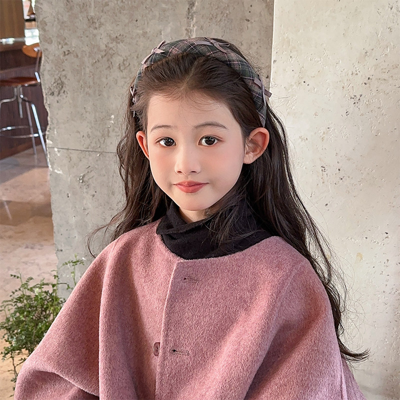 儿童学院风格纹蝴蝶结发箍2025新款宝宝复古束发发卡女孩压发头箍,淘宝优惠券,粉丝福利购,淘宝优惠卷