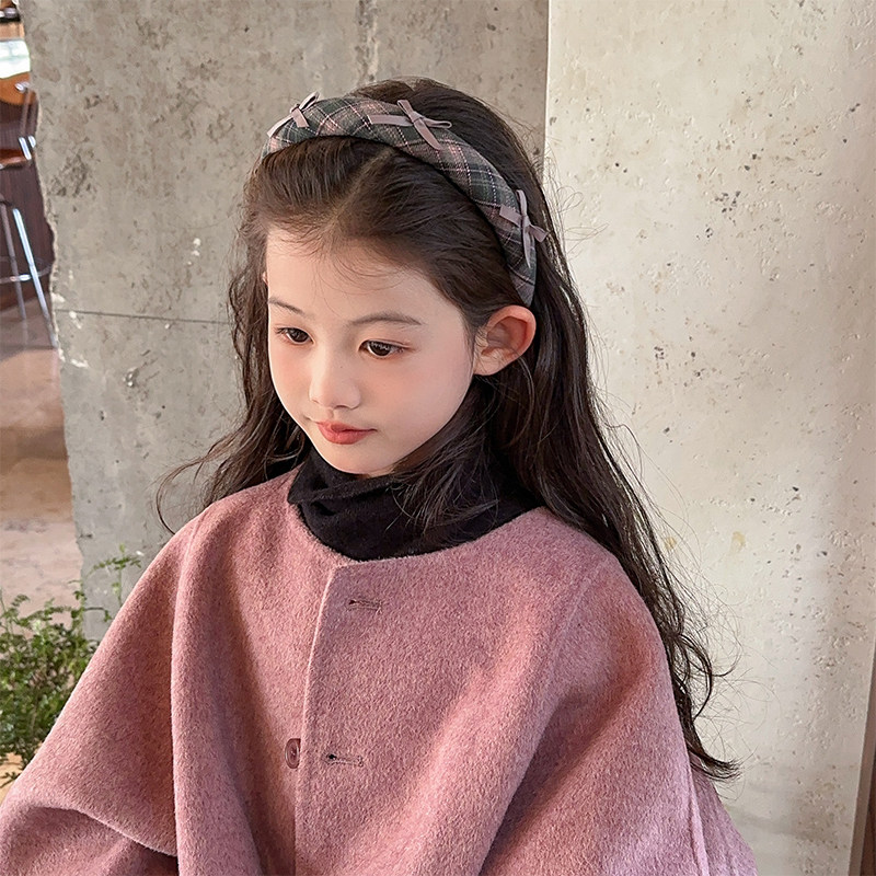 儿童学院风格纹蝴蝶结发箍2025新款宝宝复古束发发卡女孩压发头箍,淘宝优惠券,粉丝福利购,淘宝优惠卷