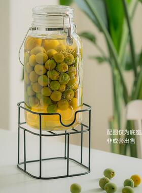 玻璃泡酒瓶专用底座实木竹木垫高架子酵素桶底托果汁密封罐支架