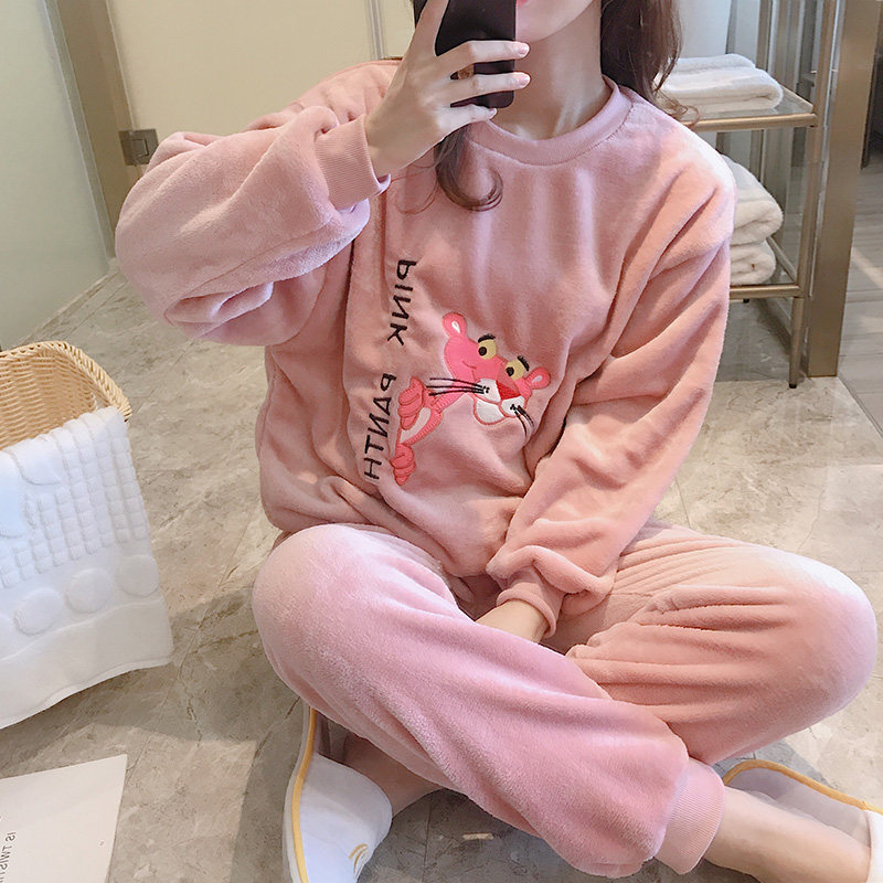 春秋冬珊瑚冬季可爱法兰绒绒睡衣 写现睡衣/家居服套装