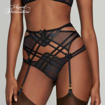 DIMITRIA lace hosiery with UK AgentProvocateur cross-strap mesh yarn AP lingerie