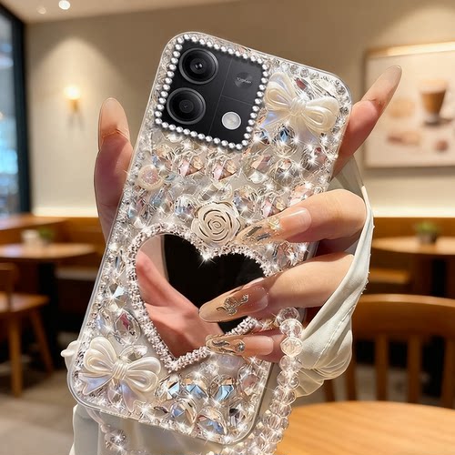 满钻奢华带镜子适用redmi红米Note13手机壳女款8小众13高端12保护套9 外壳12水钻4/202612R新款15+高级感10 - 图0