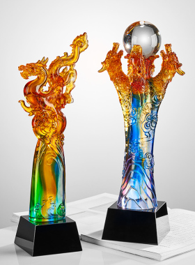 琉璃奖杯祝福中式公司办公室客厅