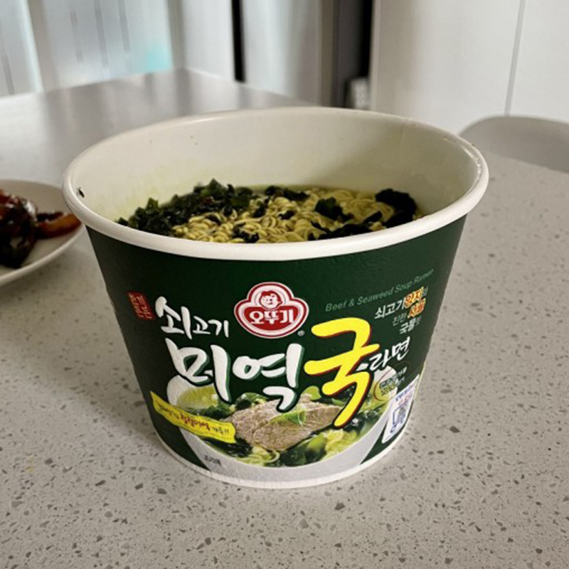 韩国进口食品不倒翁海带碗面100g*4碗速食方便面泡面待煮拉面-图1