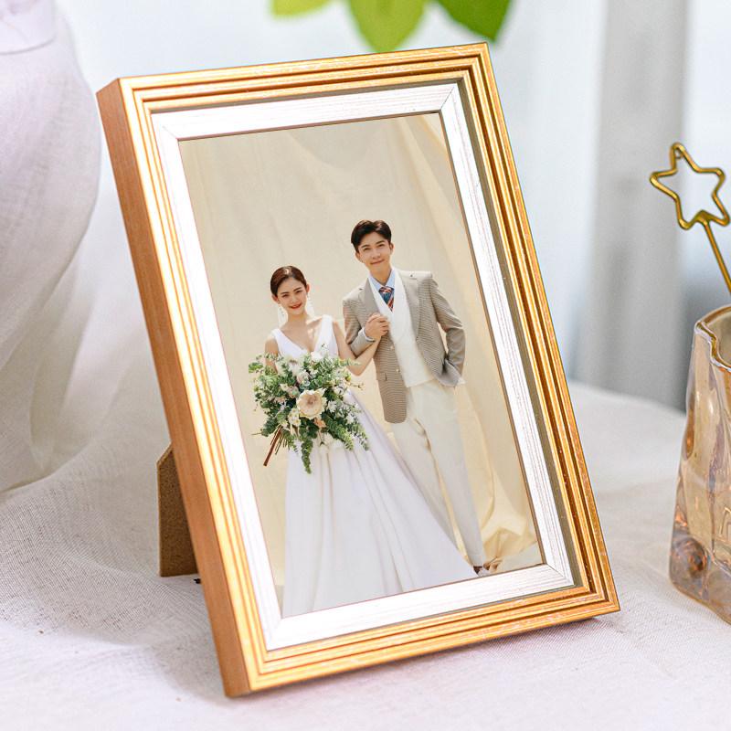 照片打印加相框摆台定制diy相片空框678寸木质洗照片做成相册摆件