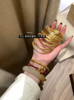 METWO古法传承手镯#小胖福沙金红色手链女本命年编织红绳新年礼物