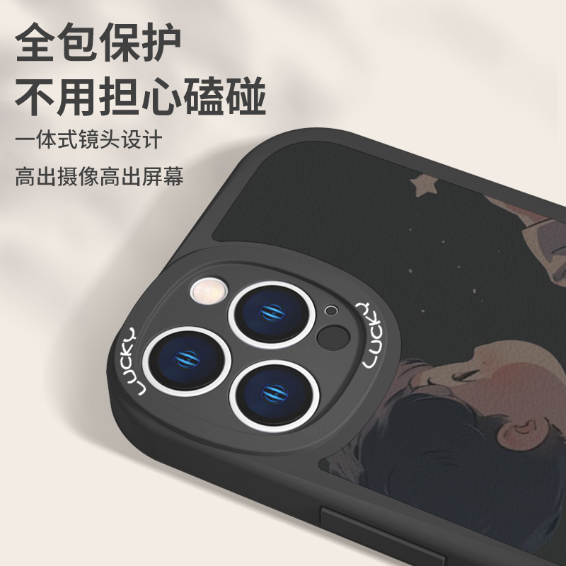 发光情侣手机壳苹果15新款iPhone13看星星14ProMax二次元11动漫12mini情侣款xsmax一对xr小羊皮8p全包7plus套 - 图2