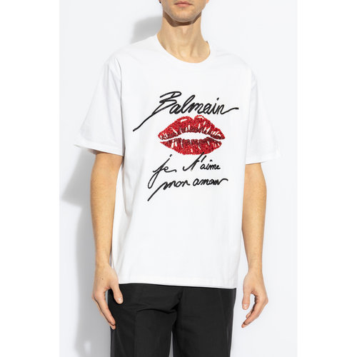 BALMAIN 男士T恤 EH1EH170PC74GQV SS2025 白色 - 图2